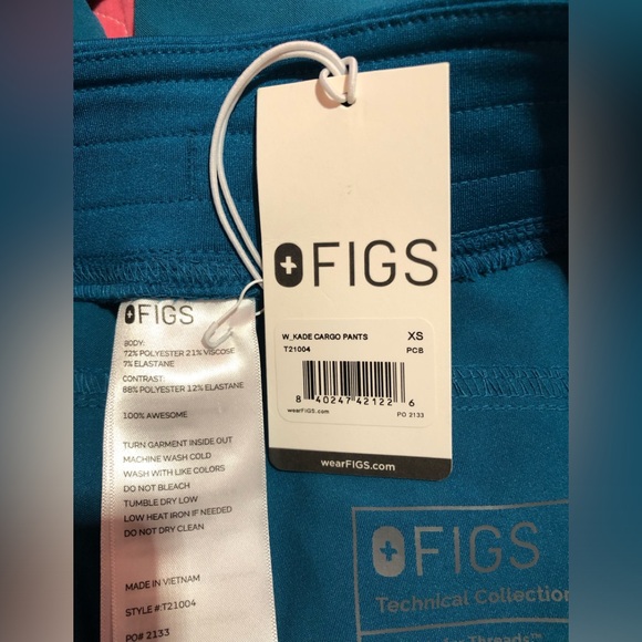 Figs Kade Cargo Scrub Pants Teal Blue Sz XS NWT - Picture 4 of 5